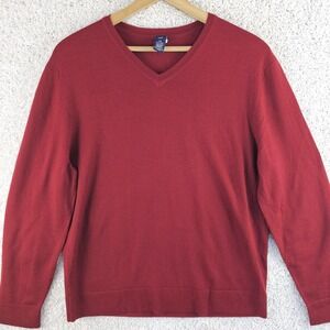 Vintage Gap Merino Wool V-Neck Red Sweater Pullover Mens Large Preppy Y2K